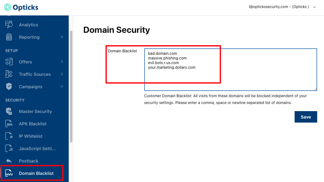 Domain Blacklist